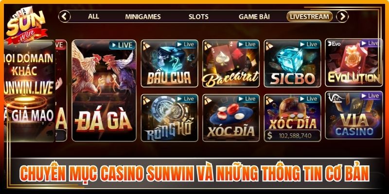 Chuyên mục casino Sunwin và những thông tin cơ bản 