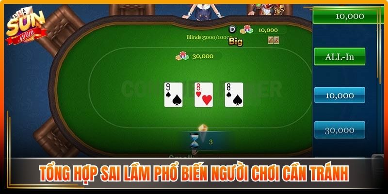 Poker Sunwin - Chiến Thuật Công Nghệ Trải Nghiệm Nhanh 2 Tổng hợp sai lầm phổ biến người chơi cần tránh